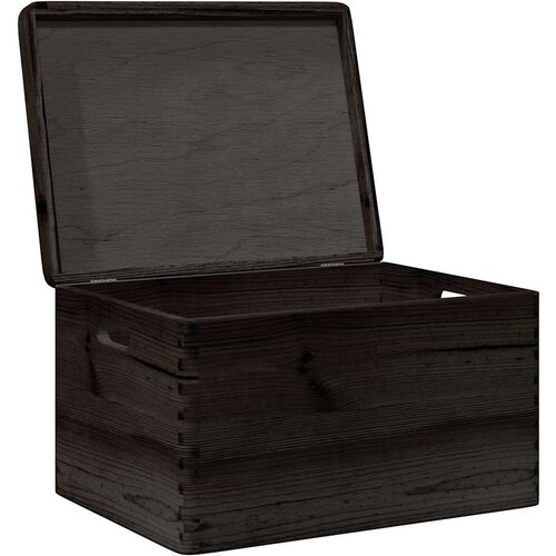 VidaXL Drvena kutija poklopcem ručkama crna 40x30x23 cm puno drvo bor Slike