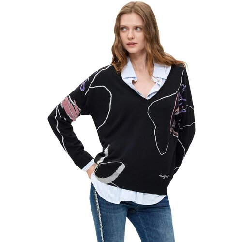 Desigual Puloverji JERS_FEMNAIF 26WWJF29 Črna Cene