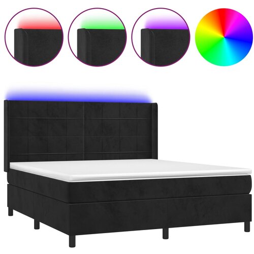Maison Chic Box spring postelja - Vzmetna postelja z vzmetnico LED črna 160x200 cm žamet SL9623, (21905760) Slike