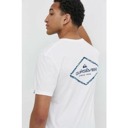 Quiksilver Pamučna majica za muškarce, boja: bijela, s tiskom