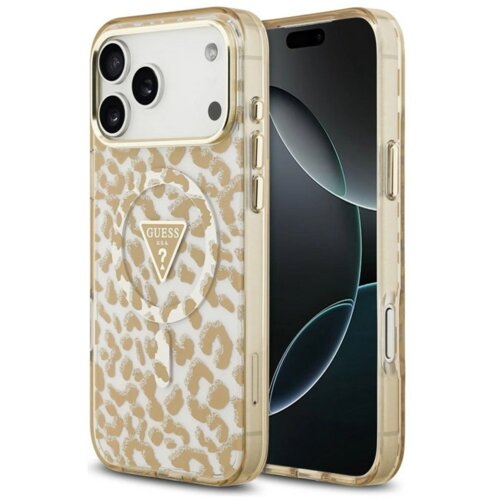  maska guess iml leopard glitter triangle magsafe za iphone 17 pro/ 18 pro braon Slike