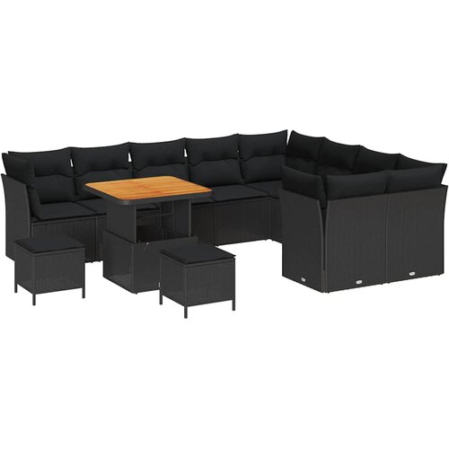 vidaXL Vrtna sedežna garnitura z blazino 12 pcs Črna 80 x 80 x 71 cm, (5000020355) Cene
