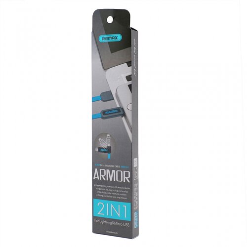 Remax USB data kabal Armor RC-067t 2in1 lightning/micro USB plavi 1m Cene