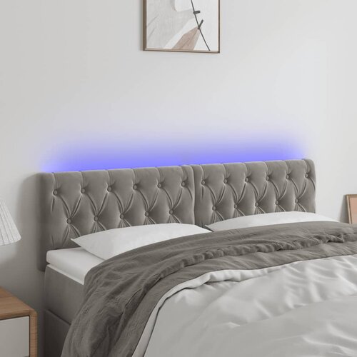 vidaXL LED posteljno vzglavje svetlo sivo 160x7x78/88 cm žamet Cene