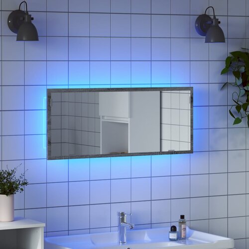 VidaXL LED kupaonsko ogledalo sivo Sonoma 100x8,5x37 cm izrađeno drvo Slike