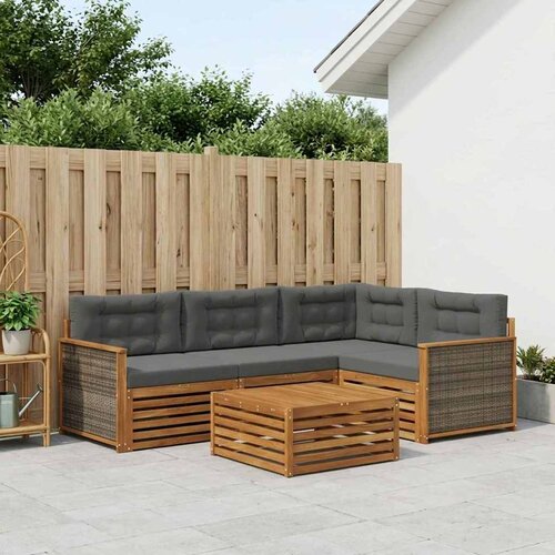  Set vanjskih sofa 5 kom. Prirodna i antracit Cijene