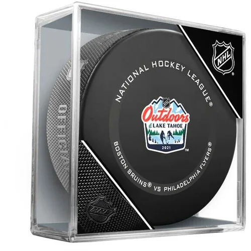 Inglasco Inc. Official puck of NHL Outdoors Lake Tahoe Philadelphia Flyers vs Boston Bruins