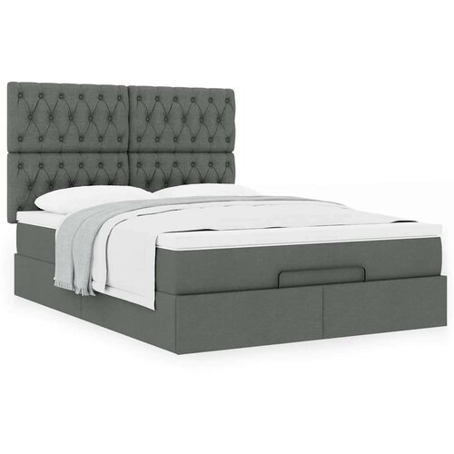 VidaXL otomanski okvir kreveta s madraca tamnosivi 140x200cm tkanine Slike