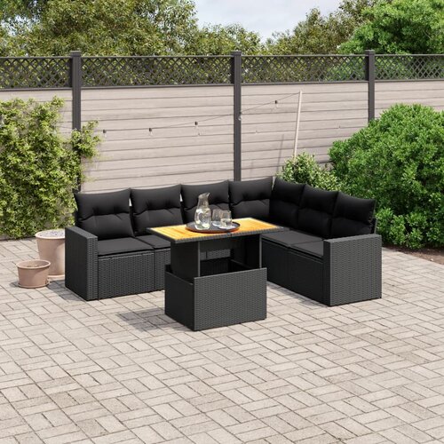 vidaXL 7-dijelni set vrtnih sofa od poliratana s jastucima crni Cijene