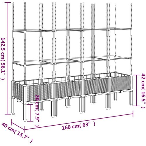  Vrtna sadilica s re&amp;scaron;etkom bijela 160 x 40 x 142 5 cm PP Slike