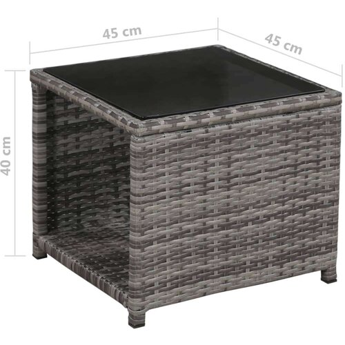 Poli 3-dijelni bistro set od poliratana s jastucima sivi Slike