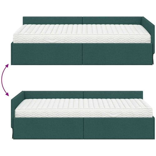  Kutni krevetni okvir s madracem Ostalo 2 pcs Zelena tkanina Slike