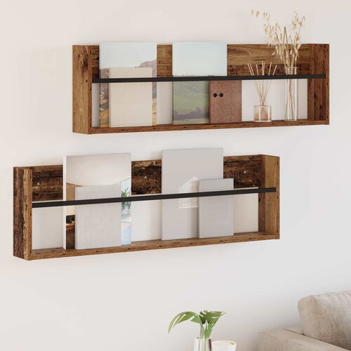  Polica za časopise s policom 2 pcs Staro drvo 100 x 12 x 30 cm Cijene