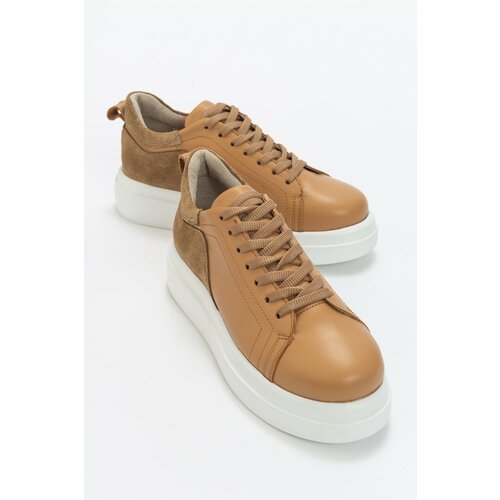 LuviShoes Donna Women's Sneakers with Dark Beige Skin and Genuine Leather. Slike