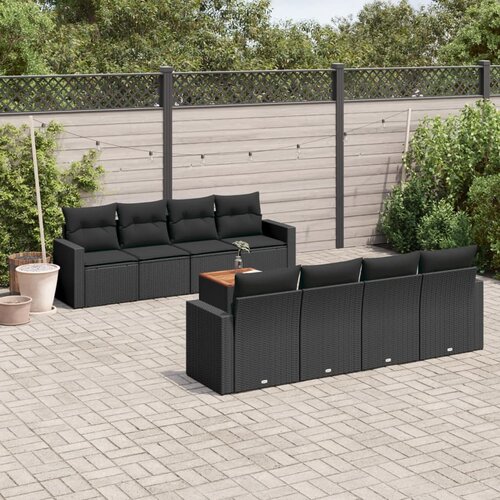  9-dijelni set vrtnih sofa s jastucima crni od poliratana Cijene