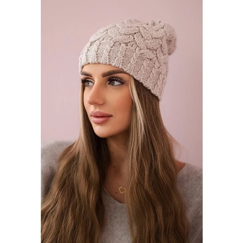 Kesi Cap with fleece Waleria K307 light beige Slike