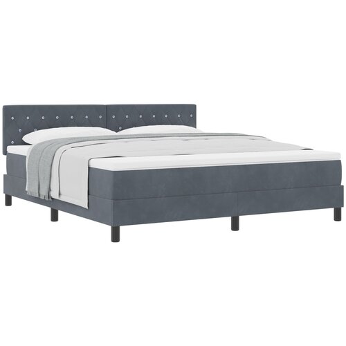vidaXL Box Spring Krevet s Madracem Tamno Siva Super King Baršun Cene