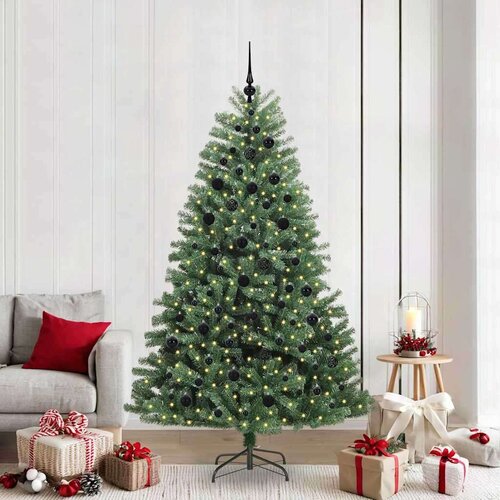 vidaXL Umjetno božićno drvce s nogom Zelena 210 cm PVC i metal Cene