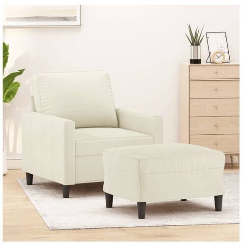 VidaXL Fotelja s tabureom krem 60 cm bar&amp;scaron;unasta Slike