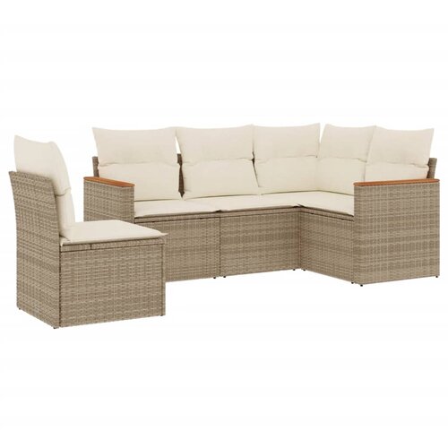  5-dijelni vrtni set sofa s jastucima bež od poliratana 62 x 62 x 69 cm Slike