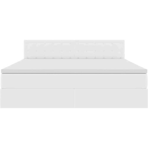  Krevet s od storage Čista bijela 160 x 200 cm Lažna koža Slike