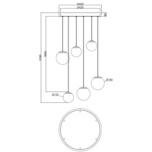  Ondaluce - LED luster na sajli SANTOS LED/48W/230V &amp;Oslash; 45 cm zlatna/bela Slike