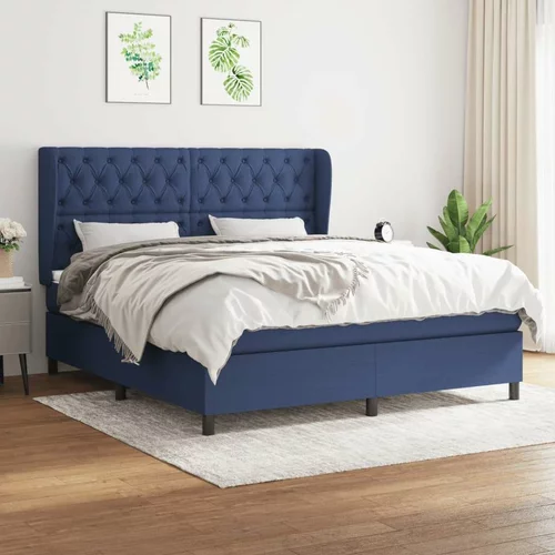  Box spring postelja z vzmetnico modra 160x200 cm blago, (20897503)
