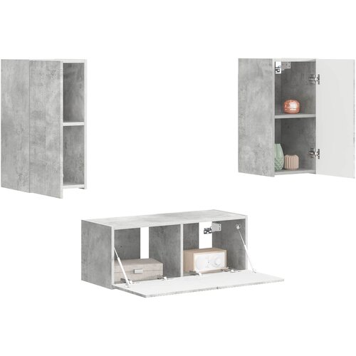  Set TV komoda Zidne 2 pcs Betonski sivi Konstruirano drvo Slike