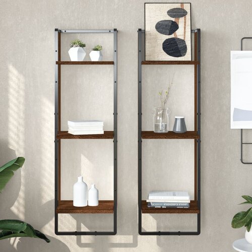 VidaXL Zidna polica s 3 razine smeđa boja hrasta 30x25x100 cm drvena Slike