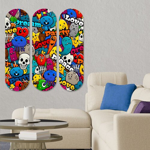 Wallity 3KY3791 multicolor decorative mdf painting (3 pieces) Cene