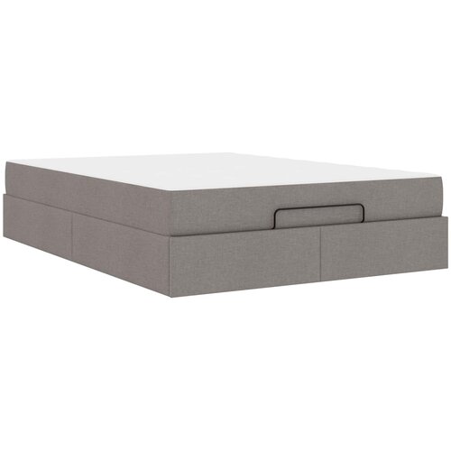 vidaXL Posteljni okvir z vzmetnico z vzmetnico 2 pcs Taupe blago, (5000126870) Cene