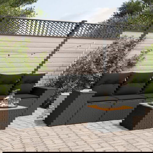 vidaXL 5-dijelna vrtna garnitura od poliratana s jastucima crna Cijene