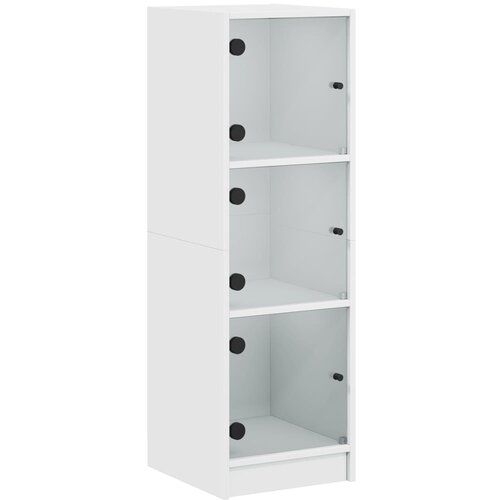 Maison Chic Visoka omara - Komoda - Predalnik s steklenimi vrati bela 35x37x109 cm, (21720885) Cene