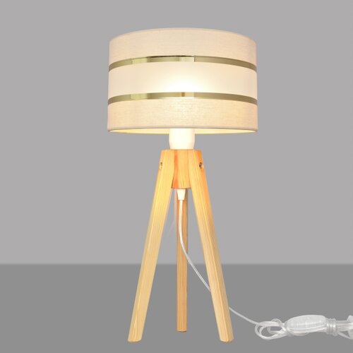  Stona lampa HELEN 1xE27/15W/230V krem/zlatna/borovina Slike