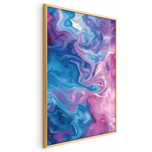  Plakat Night Flows - abstract waves in shades of blue and purple 40x60 Zlatni okvir Cijene
