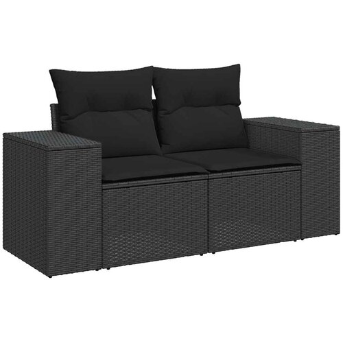  5-dijelna vrtna garnitura od poliratana s jastucima crna 100 x 55 x 73 cm Slike