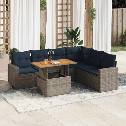 VidaXL 7-dijelni set vrtnih sofa sivi od poliratana Slike