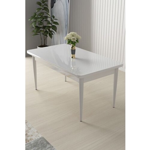 Hanah home Nil - White White Dining Table Cene