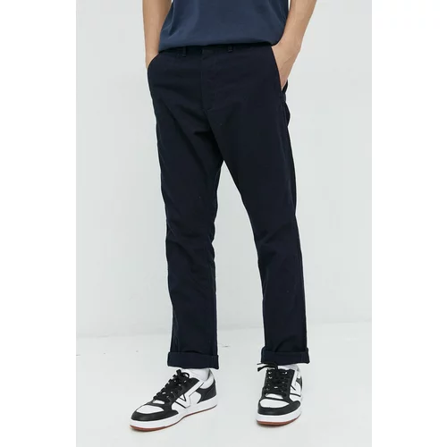 Superdry Pamučne hlače za muškarce, boja: tamno plava, uski kroj