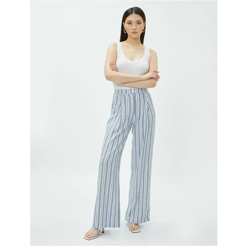 Koton Linen Palazzo Pants with Pockets Pleat Detailed