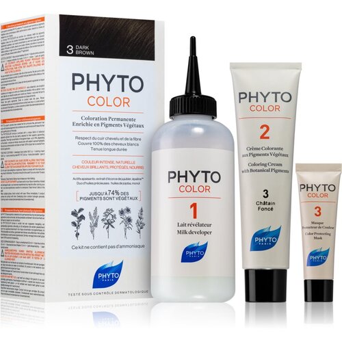 Phyto Color barva za lase brez amoniaka odtenek 3 Dark Brown Slike