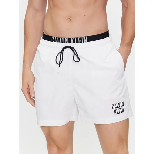 Calvin Klein Swimwear Kopalne hlače Medium Double Wb-Nos KM0KM00740 Bela Regular Fit