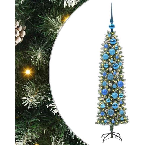vidaXL Umetno vitko božično drevo med 150 LED Zelena in bela 120 cm, (5000067263) Cene