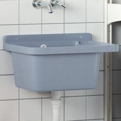 vidaXL Umivaonik za zidnu montažu sivi 50x35x24 cm od smole Cijene