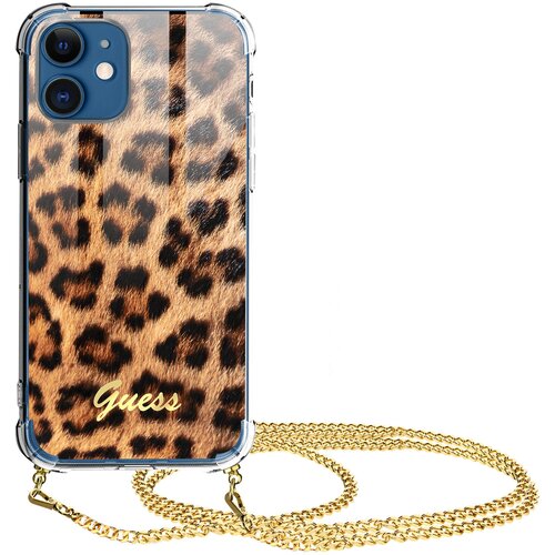 Guess Ovitek za Apple iPhone 12 / 12 Pro z leopardjim potiskom Necklace oranžen, (20524421) Slike
