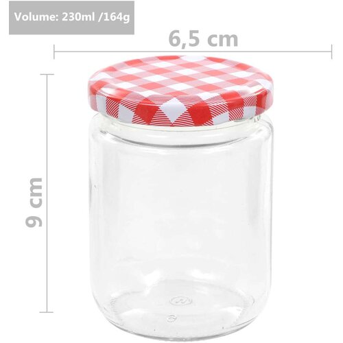 VidaXL Staklenke za džem s bijelo-crvenim poklopcima 96 kom 230 ml Slike