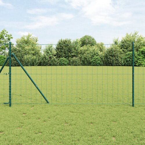 vidaXL evropska ograja z 13 stebri 1.2x25 m pocinkano jeklo zeleno Cene