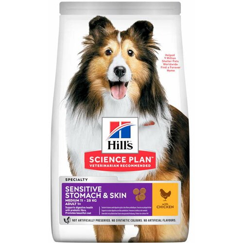 Hills Science Plan hrana za pse Medium Adult Sensitive Skin & Stomach Piletina 14kg Slike