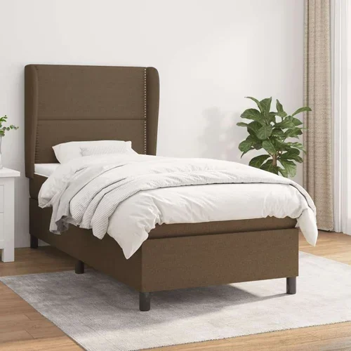  Box spring postelja z vzmetnico temno rjava 90x200 cm blago, (20930582)