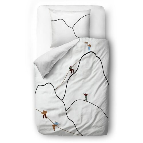 Butter Kings Bijela posteljina za krevet za jednu osobu od pamučnog satena 140x200 cm Mountain Climbing - Slike